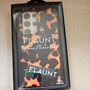 Flaunt Square Phone Case for Galaxy S23 Ultra — Black & Orange Tortoiseshell